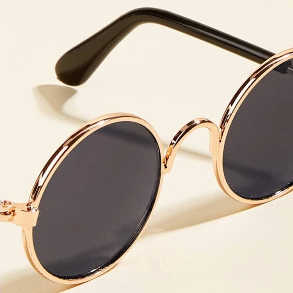 Cat Dog sunglasses round metal gold frame sunnies - Picture 7 of 10